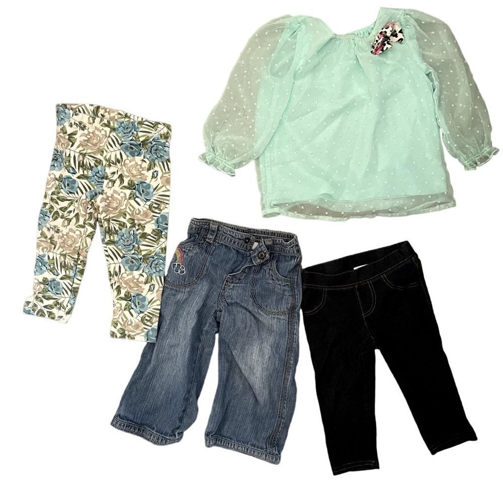 Lot of size 18 months girls clothes pants comfortable play clothes baby green gr